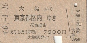 P036.旧国鉄　山田線　大槌から東京都区内ゆき　花巻経由　60.1.10