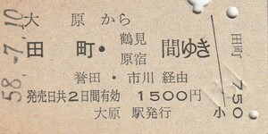 P545.外房線　大原から田町・鶴見　原宿　間ゆき　誉田・市川経由　58.7.10