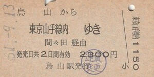 Y221.烏山線　烏山から東京山手線内ゆき　間々田経由　51.9.13【8081】【運賃変更印】