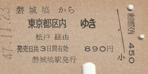 L191.水郡線　磐城塙から東京都区内ゆき　松戸経由　47.11.23