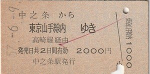 L391.吾妻線　中之条から東京山手線内ゆき　高崎線経由　57.6.9