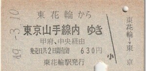 P876.身延線　東花輪から東京山手線内ゆき　甲府、中央経由　49.3.10