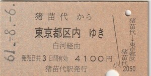 L027.磐越西線　猪苗代から東京都区内ゆき　白河経由　61.8.6