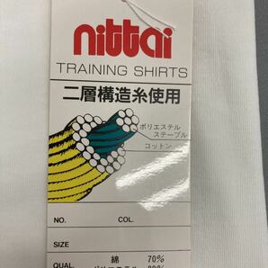 体4-21 S サイズ ワイン ニッタイ nittai 希少品 535 トレーニングシャツ 半袖 バレーシャツ 体操服 体操着 日体 昭和 レトロ 日本製 白 赤の画像9