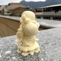 開運七福神 布袋様 置物 弥勒菩薩 彫刻仏像 ミニ 布袋さんの置物 ココヤシの果実 金運_画像7