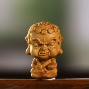 仏像 ミニ かわいい 不動明王 5.3cm （酉年生まれ）十二支守り本尊 美術品 高級天然ツゲ木彫り 厄除け 像
