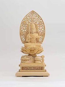 木彫仏像 文殊菩薩 座像22.5cm（木製：桧木）＿卯年生まれ 十二支守護本尊 干支