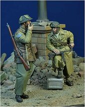 D-Dayミニチュア 1/35 第二次世界大戦 カナダ陸軍 一服するカナダ軍歩兵とオートバイ伝令兵 2体セット レジンキット_画像2