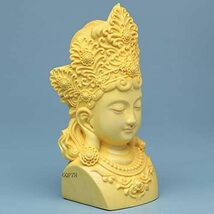 木彫り 仏像 観音菩薩像 美術品 柘植の木 菩薩像 仏頭 木彫観音 Buddha_画像4