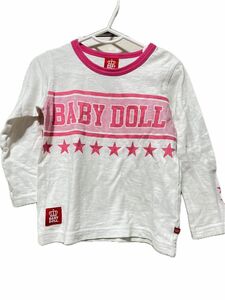 ロンT BABY DOLL　 長袖Tシャツ 白 ピンク100cm