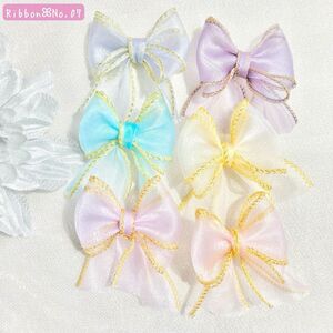 【Ribbon☆No.07】 新色追加＊ゴールドステッチリボン★¥380(ふわふわ きらきら キラキラ ヘアクリップ ヘアゴム)