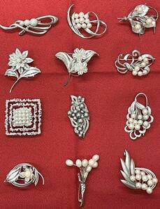 #6967[ secondhand goods ] pearl series brooch 12 point ( silver color )