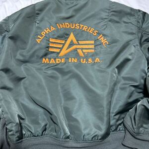 ALPHA フライトジャケット 刺繍 セージグリーン Mサイズ　USA 