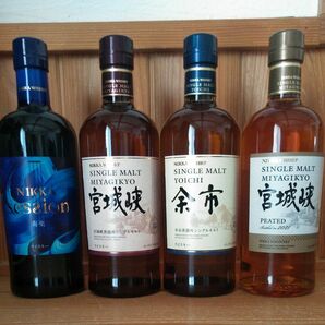 ニッカウィスキー4本セット　宮城峡ピーテッド　余市　宮城峡　セッション