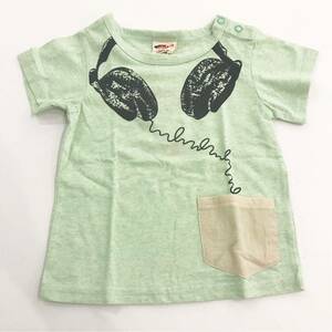 [ new goods unused ]A MACHe- Mach T-shirt short sleeves green headphone print baby Kids 90cm....jemo- four ti one 