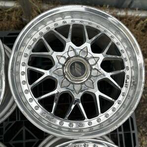 WORK VS メッキー17x8JJ/9JJ / PCD114.3/5H/ ET+47/ハブ径約73mm/4本セット 歪みガリ傷あり ジャンク品の画像5