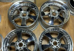 WORK LLIX-F 18x8.5JJ /9.5JJ/ET+32/+43（8.5/9.5の順番） / PCD114.3/5H /ハブ径約73mm 4本セット　ディスク裏塗装剥がれあり