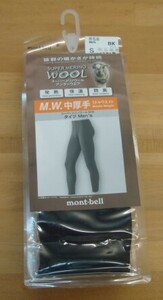 新品mont-bell(モンベル)スーパーメリノウールM.W.タイツMen's ブラック(BK) Sサイズ