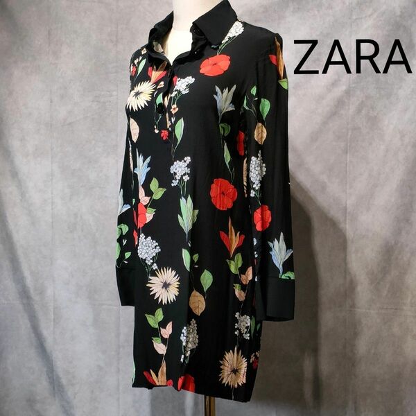 ZARA WOMAN　チュニック　ワンピース　花柄　長袖