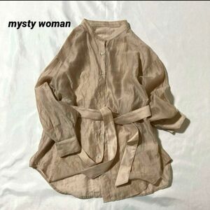 ミスティウーマン mysty woman★シアールーズシャツ　ボリュームスリーブ　ドルマン　オーバーサイズ　ビッグシャツ