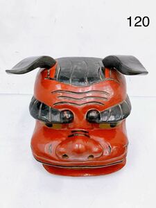 4SA035 木彫り 獅子頭 獅子舞 縁起物　舞唐獅子 古美術品 時代物 中古 現状品