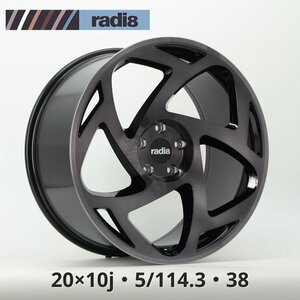 ☆ 送料無料 4本セット ☆ radi8 20×10J 38 5/114.3 73.1 20インチ 5穴 ブラック ブラックマシン アルミホイール 特価 ホイール