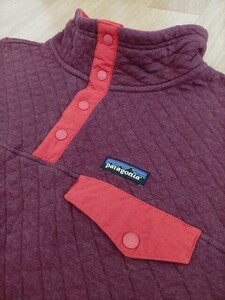 程度良好★16年patagonia パタゴニア キルトスナップT size-L ワインレッド 25281 ★プルオーバースウェットアウトドア