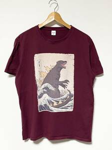 美品★GODZILLA/ゴジラ 富嶽三十六景 葛飾北斎 Tシャツ XL