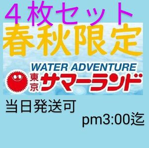 ④春秋限定東京サマーランド1dayパス　　　　　　パスポート4枚セット