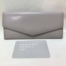 X197 未使用 マーガレットハウエルアイデア MARGARET HOWELL idea 長財布 財布 レディース 牛革 グレー 本革 薄型_画像1