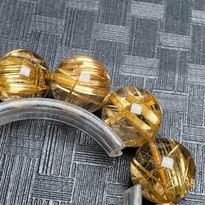 即決 0128b866 最高級！！極美品★【黄金タイチンルチル】★ブレス 17-18mm（新品）の画像4