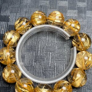 即決 0128b866 最高級！！極美品★【黄金タイチンルチル】★ブレス 17-18mm（新品）の画像6