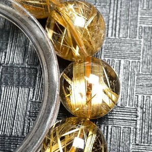 即決 0128b866 最高級！！極美品★【黄金タイチンルチル】★ブレス 17-18mm（新品）の画像9