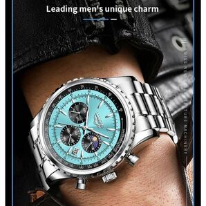 大谷翔平 移籍セール メンズ腕時計 オメガオマージュ クロノグラフ 防水腕時計 ステンレス スーツ サーフィン ダイバーズ 1302gの画像3