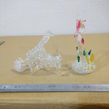 ガラス細工 ガラス工芸 2点セット ピアノ 鳥 巣 鳥カゴ ミニチュア 未チェック 詳細不明 ジャンク扱い _画像4