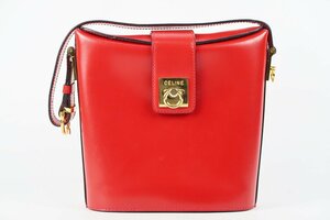 【美品】CELINE セリーヌ ケリー型 ガンチーニ ハンドバッグ レッド系 レザー【PY82】