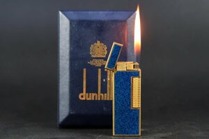 [ прекрасный товар ]dunhill Dunhill высококлассный газовая зажигалка курение . темно-синий бренд мелкие вещи надеты огонь подтверждено [QH29]