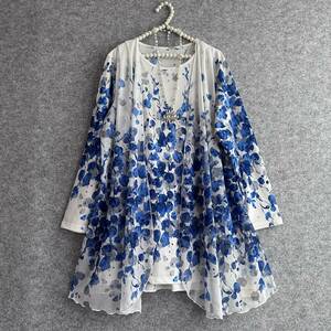 ◆新品◆* 着心地楽チン＊淑女の重ね着風技ありトップス*W/Blue