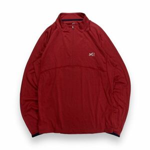 大きめサイズ MILLET ミレー 長袖 ハーフジップ シャツ カットソー レッド 2XL アウトドア