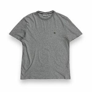 LACOSTE ラコステ ワンポイントロゴ 半袖 Tシャツ ボーダー グレー L／5size