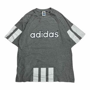 90s adidas originals アディダスオリジナルス 半袖Tシャツ カットソー 3ストライプ グレー M-L