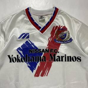 90s MIZUNO ミズノ 横浜F・マリノス トレーニングシャツ 応援 ユニフォーム ホワイト O 日本製 Jリーグの画像3
