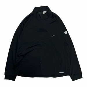 NIKE golf ナイキゴルフ インナーシャツ 長袖Tシャツ ゴルフウェア スポーツウェア 吸湿速乾 スウォッシュ ワンポイント刺繍 ブラック L