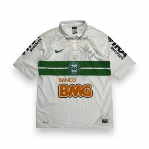NIKE ナイキ コリーチバFC サッカーユニフォーム ゲームシャツ サイン入り ホワイト×グリーン L ブラジル製 