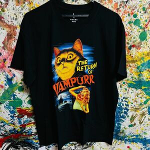 アバンギャルド レトロ Tシャツ 半袖 メンズ 新品 個性的 黒 CAT 猫 ヴァンパイヤ ティーシャツ ハイデザイン Horror