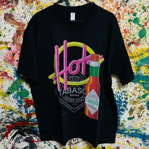 タバスコ レトロ HOT Tシャツ 半袖 メンズ 新品 個性的 黒 TABASCO oお洒落 レトロ ハイデザイン ワイルド アメリカン HOT