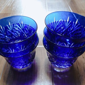  【未使用品】切子グラス 冷茶グラス ブルー 切子 茶器 和食器 6客セット の画像5