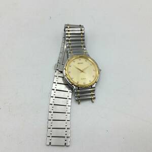 F10◇【QZ/不動品】訳あり SEIKO セイコー Dolece ドルチェ 5E31-6B40 クォーツ 18KTベゼル 12P石入り ※ベルト切れ 現状品 ◇