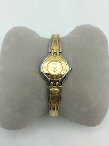 F27*[QZ/ immovable goods ]MCM M si- M quarts round 2 hands wristwatch gold group silver group brand lady's fashion present condition goods *