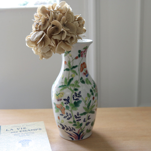 フランスビンテージ 『蝶々と花の花瓶』 フランスアンティーク 1960年代 植物 フラワーベース 器 皿 陶器 ちょうちょ 花